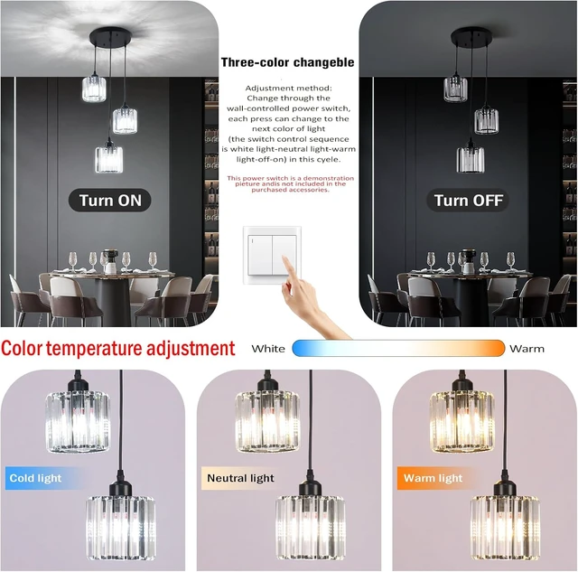 Alt view image 5 of 7 - 3-Light Crystal Raindrop Chandelier, Black, for High Ceilings