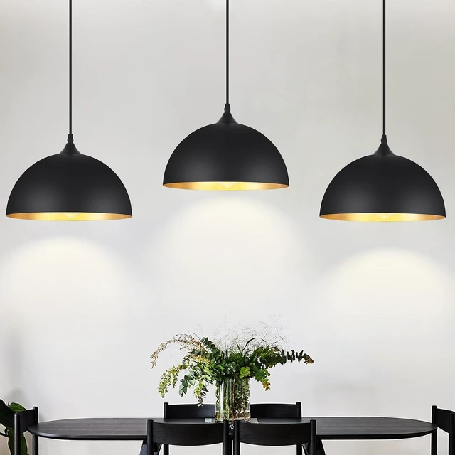 Main image of Black Pendant Lights Kitchen Island 3 Pack, 11.8'' Modern Dome Pendant Light Farmhouse Hanging Light Fixture for Dining Room Restaurant Foyer Bar Cafe Sink