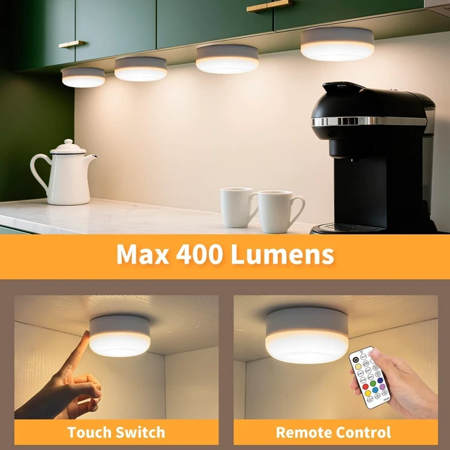 Alt view image 2 of 7 - 2Packs IP68 Waterprooof Rechargeable Shower Lights,400LM, RGB Therapy, Remote Control,4000mAh Battery, 3CCT & 16 RGB Colors,3 Timers,Inside Shower Lamp for Bathroom, Bedroom, Party Mood Lighting