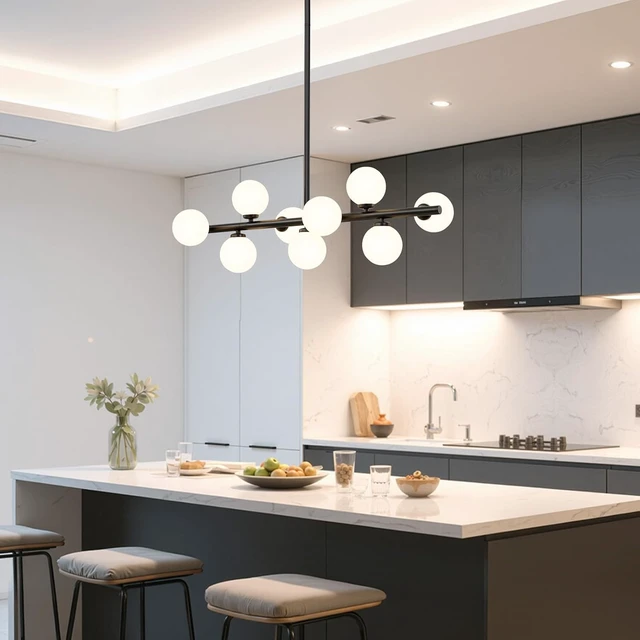 Alt view image 7 of 7 - Mid Century Modern Sputnik Chandeliers,9-Light Dining Room Light Fixture