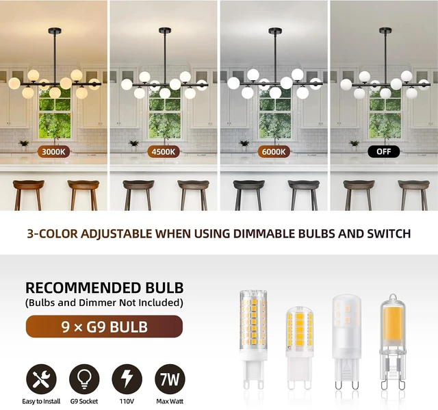 Alt view image 6 of 7 - Mid Century Modern Sputnik Chandeliers,9-Light Dining Room Light Fixture