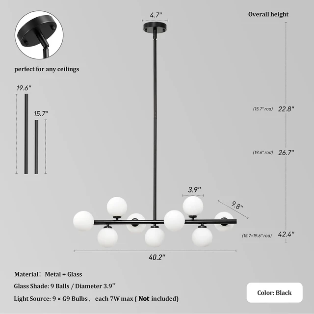 Alt view image 3 of 7 - Mid Century Modern Sputnik Chandeliers,9-Light Dining Room Light Fixture