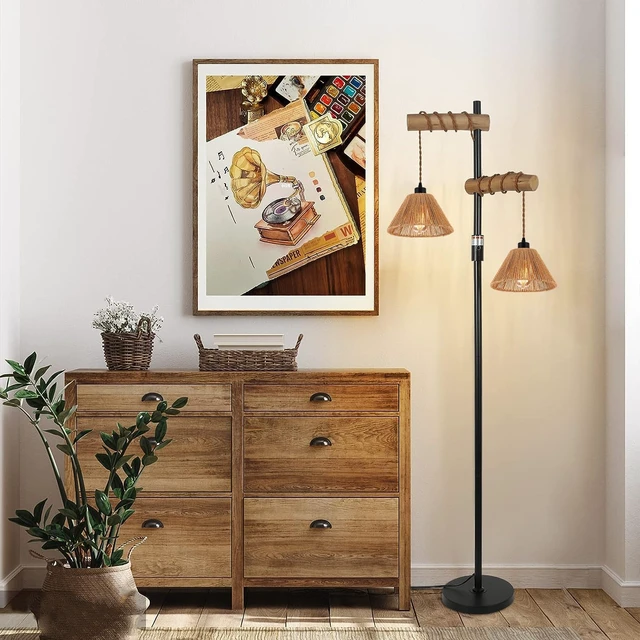 Alt view image 6 of 7 - 3x Boho Rattan Pendant Lamp Replacement Shade Ceiling Fan Light Bulb Covers Light Shades for Hanging Light Fixtures Shades Only Farmhouse Wicker Woven Lampshade, Ø9.85" x H5.5"