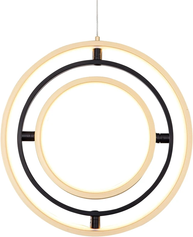 Alt view image 2 of 7 - Modern LED Chandelier DIY Creative Chandelier Adjustable Hanging Round Ring 3 Ring 4000K Warm White Light Fixture for Dining Room Bedroom Kitchen Island Hall Black Gold (D = 11.8")