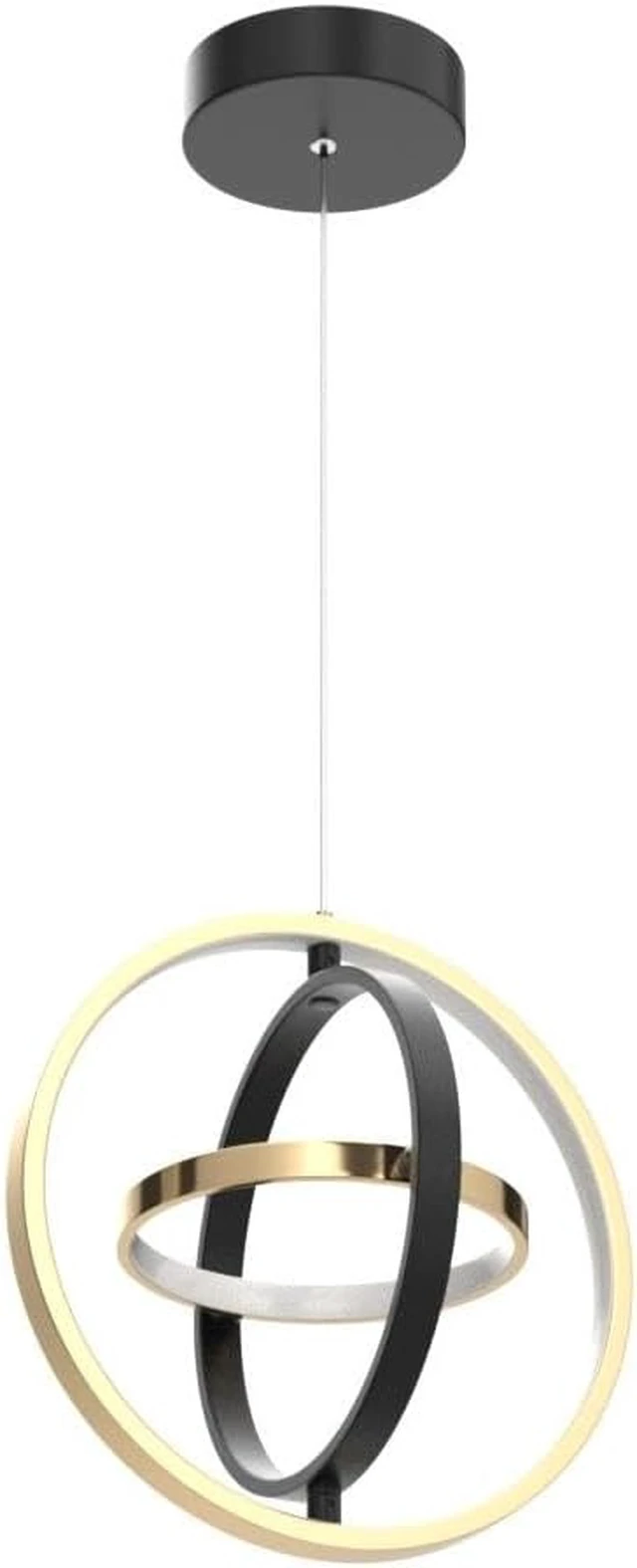 Alt view image 4 of 7 - Modern LED Chandelier DIY Creative Chandelier Adjustable Hanging Round Ring 3 Ring 4000K Warm White Light Fixture for Dining Room Bedroom Kitchen Island Hall Black Gold (D = 11.8")