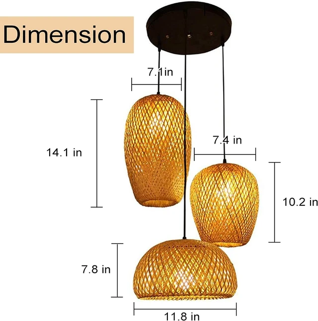 Alt view image 2 of 7 - GCQ Bamboo Lantern Pendant Lamp, Retro Japanese Style E27 Chandelier Hanging Light Ceiling Lighting Fixture for Living Room Bedroom Restaurant Cafe Teahouse Bar Dining Room Club