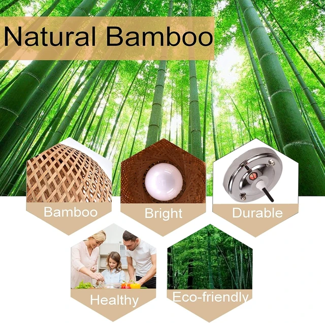 Alt view image 5 of 7 - GCQ Bamboo Lantern Pendant Lamp, Retro Japanese Style E27 Chandelier Hanging Light Ceiling Lighting Fixture for Living Room Bedroom Restaurant Cafe Teahouse Bar Dining Room Club