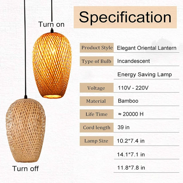 Alt view image 3 of 7 - GCQ Bamboo Lantern Pendant Lamp, Retro Japanese Style E27 Chandelier Hanging Light Ceiling Lighting Fixture for Living Room Bedroom Restaurant Cafe Teahouse Bar Dining Room Club