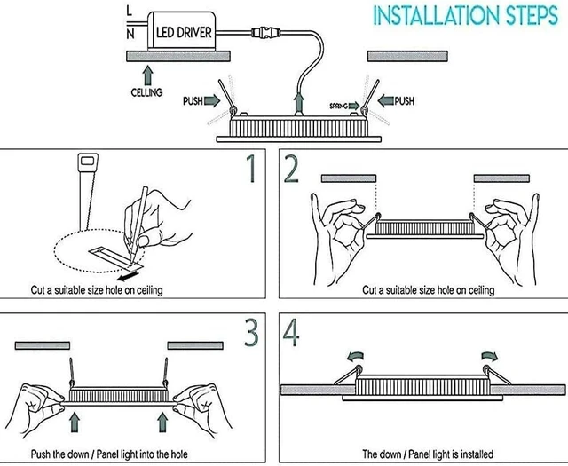 Alt view image 7 of 7 - 15W Recessed LED Panel Lights, Square Ceiling Light,ID 8.66in, 4000K