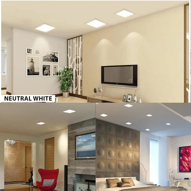 Alt view image 6 of 7 - 15W Recessed LED Panel Lights, Square Ceiling Light,ID 8.66in, 4000K