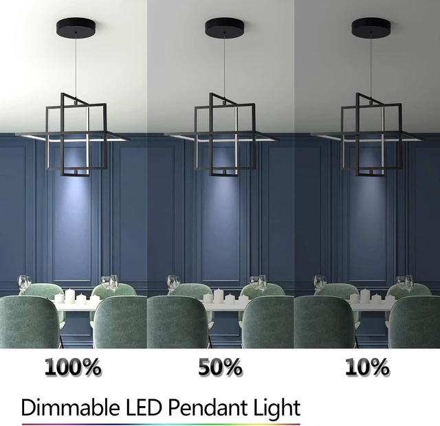 Alt view image 3 of 7 - Modern Black LED Square Hanging Pendant Chandelier,90W