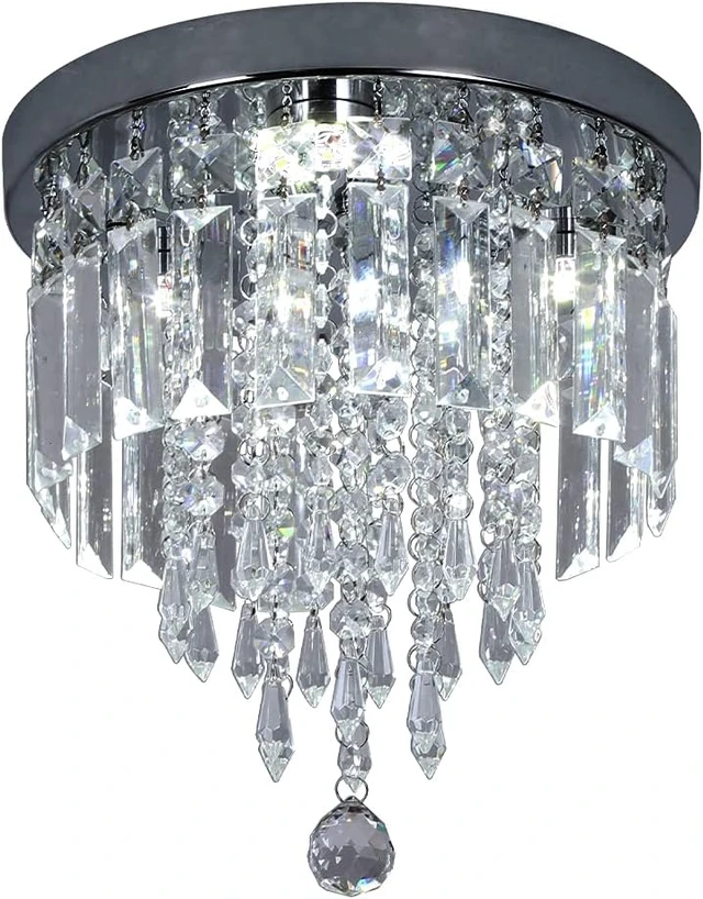 Alt view image 3 of 7 - Deckrico Crystal Flush Mount Ceiling Light Modern Chandelier for Bedroom Hallway