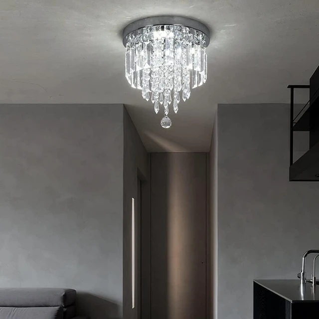 Alt view image 7 of 7 - Deckrico Crystal Flush Mount Ceiling Light Modern Chandelier for Bedroom Hallway