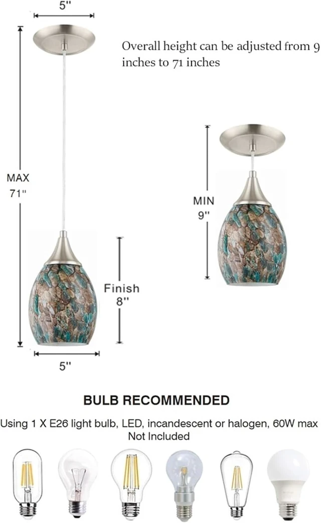 Alt view image 5 of 6 - Glassland® Pendant Lighting Fixtures, Mini Pendant Light in Brushed Nickel