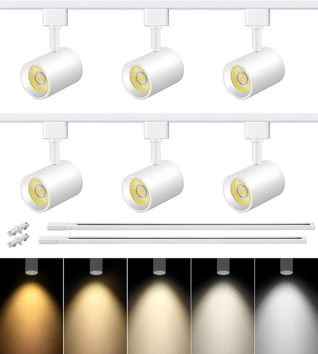 Main image of VANoopee 5-Color 6-Light LED Track Lighting Kit with 6.6FT Rails, 10W White