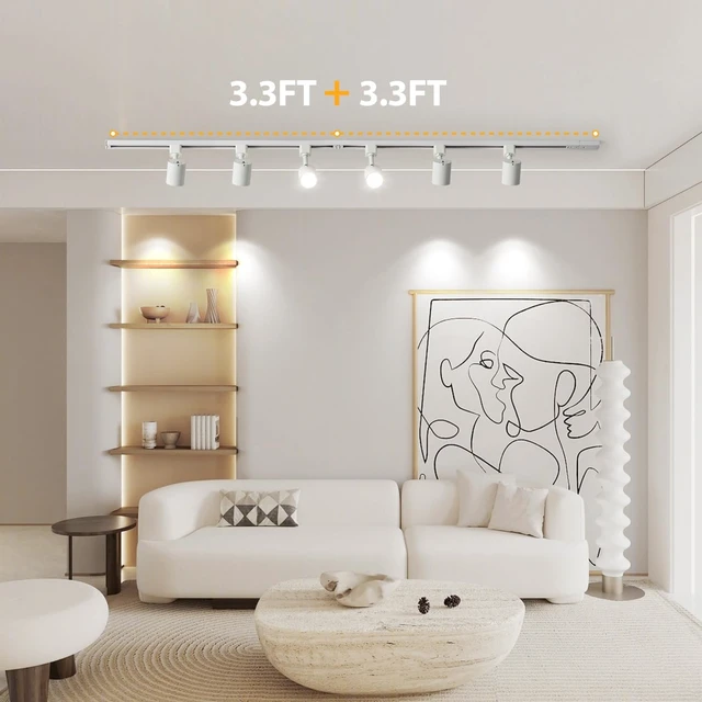 Alt view image 7 of 7 - VANoopee 5-Color 6-Light LED Track Lighting Kit with 6.6FT Rails, 10W White