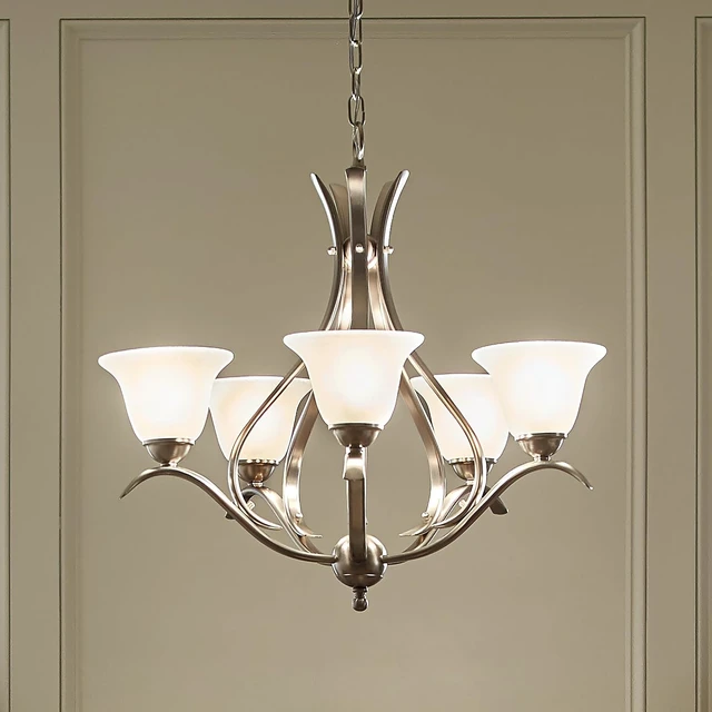 Alt view image 2 of 7 - Kichler Dover 5-Light Chandelier, Brushed Nickel
