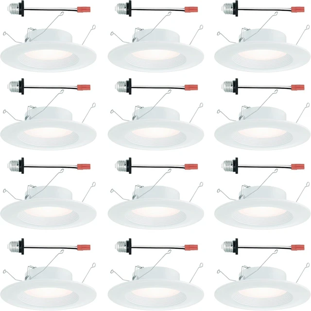 Main image of Designers Fountain LED Recessed Ceiling Lights 12 Pack, 5/6 Inch 5CCT Metal Light Fixture Set, Dimmable, 1050 Lumens, 2700K/3000K/3500K/4000K/5000K, White Trim, RB6WH9105C12