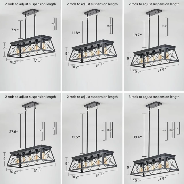 Alt view image 4 of 7 - 5-Light Farmhouse Chandeliers for Dining Room, Rustic Kitchen Island Lighting, Adjustable Height Pendant Light for Kitchen, Dining Room Table White