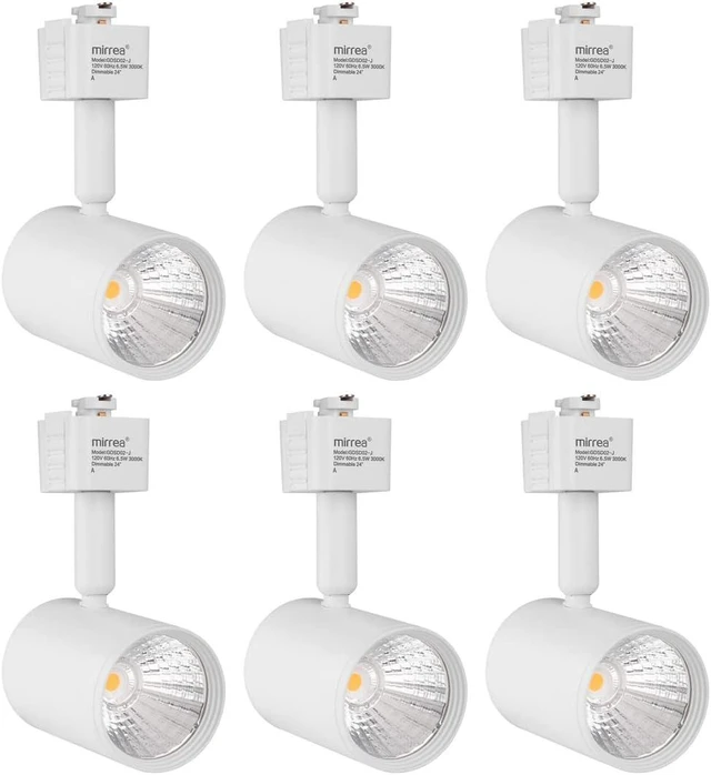 Main image of mirrea 6 Pack J Type LED Track Lighting Heads 6.5W 3000K Warm White