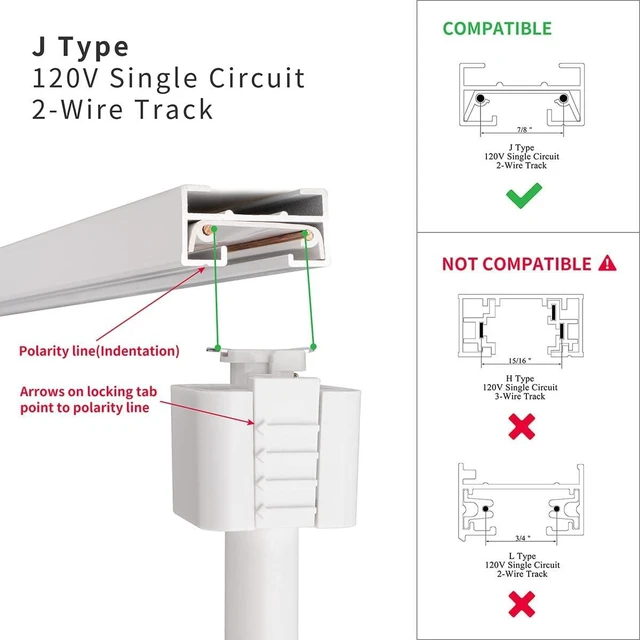 Alt view image 2 of 7 - mirrea 6 Pack J Type LED Track Lighting Heads 6.5W 3000K Warm White