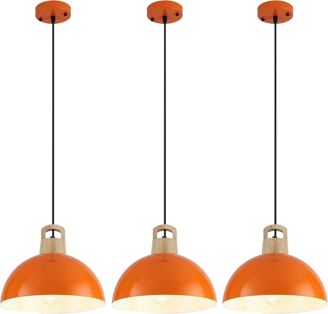 Main image of Modern Pendant Lights, 3 Packs 11.8inch Orange Pendant Light, Farmhouse Pendant Light, Kitchen Pendant Lighting, Pendant Lights Kitchen Island for Living Room, Bar, Bedroom, Office