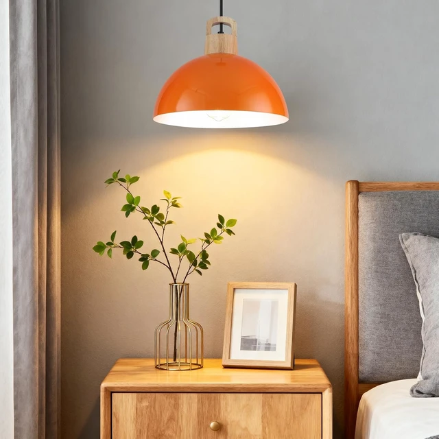 Alt view image 4 of 7 - Modern Pendant Lights, 3 Packs 11.8inch Orange Pendant Light, Farmhouse Pendant Light, Kitchen Pendant Lighting, Pendant Lights Kitchen Island for Living Room, Bar, Bedroom, Office