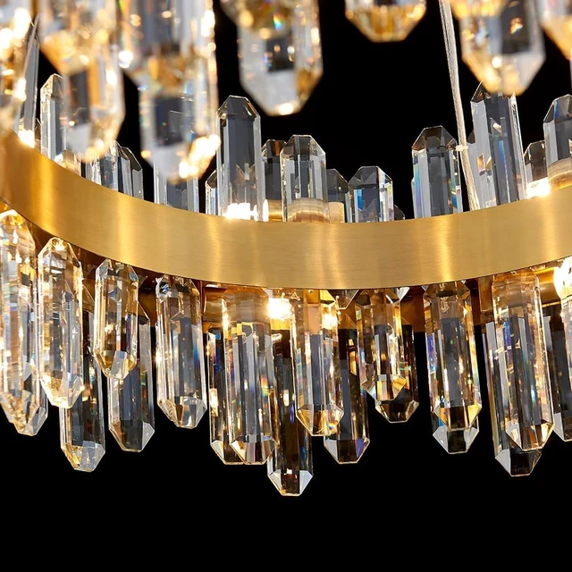 Alt view image 3 of 7 - Gold Modern Oval Crystal Chandelier, 16-Lights Luxury Chandeliers Modern 2-Tiers K9 Crystal Chandelier Pendant, Light Fixture G9 Lights for Dining Living Room Entryway Kitchen Dia 23 inch