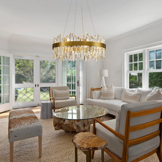 Alt view image 7 of 7 - Gold Modern Oval Crystal Chandelier, 16-Lights Luxury Chandeliers Modern 2-Tiers K9 Crystal Chandelier Pendant, Light Fixture G9 Lights for Dining Living Room Entryway Kitchen Dia 23 inch