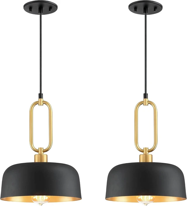 Main image of Industrial Pendant Lighting Fixture, 2-Pack Black Farmhouse Pendant Light