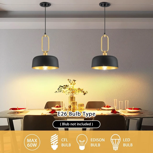 Alt view image 3 of 7 - Industrial Pendant Lighting Fixture, 2-Pack Black Farmhouse Pendant Light
