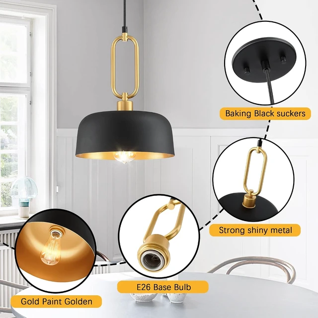 Alt view image 7 of 7 - Industrial Pendant Lighting Fixture, 2-Pack Black Farmhouse Pendant Light