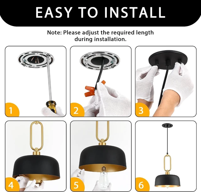 Alt view image 6 of 7 - Industrial Pendant Lighting Fixture, 2-Pack Black Farmhouse Pendant Light