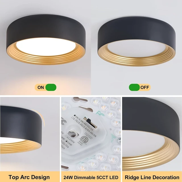 Alt view image 7 of 7 - Dimmable Flush Mount Ceiling Light, 11.81 inch LED 5CCT Fixtures