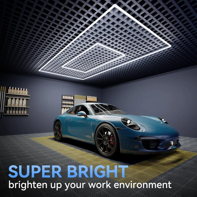Alt view image 2 of 7 - LZHOME LED Garage Lights Fixture: High Brightness 39000LM LED Garage Lighting Ceiling LED Light, Updated 44.8 inch Large Size Rectangle Light for Garage Shop Workshop Gym Car Detailing