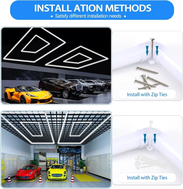 Alt view image 7 of 7 - LZHOME LED Garage Lights Fixture: High Brightness 39000LM LED Garage Lighting Ceiling LED Light, Updated 44.8 inch Large Size Rectangle Light for Garage Shop Workshop Gym Car Detailing