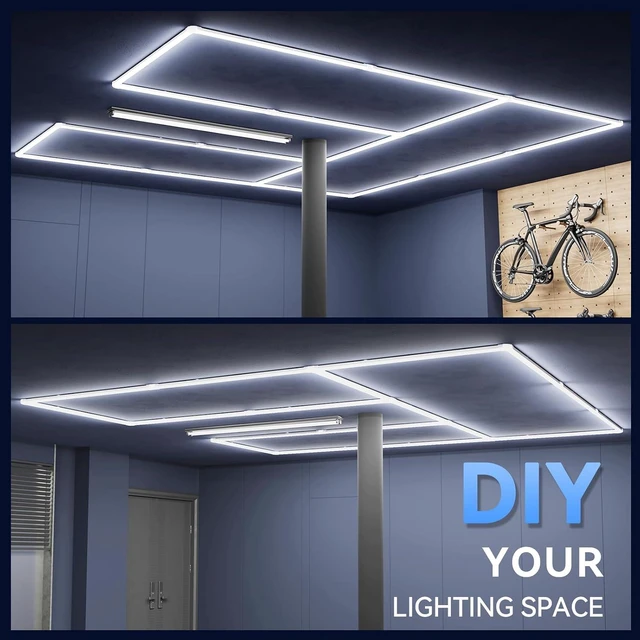 Alt view image 3 of 7 - LZHOME LED Garage Lights Fixture: High Brightness 39000LM LED Garage Lighting Ceiling LED Light, Updated 44.8 inch Large Size Rectangle Light for Garage Shop Workshop Gym Car Detailing