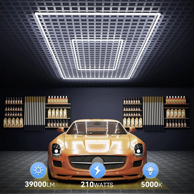 Alt view image 6 of 7 - LZHOME LED Garage Lights Fixture: High Brightness 39000LM LED Garage Lighting Ceiling LED Light, Updated 44.8 inch Large Size Rectangle Light for Garage Shop Workshop Gym Car Detailing