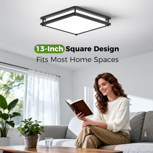 Alt view image 2 of 7 - 13 Inch 36W LED Flush Mount Ceiling Light Fixture (450W Equiv), 3200LM