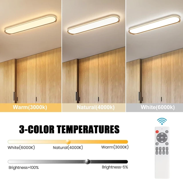 Alt view image 3 of 7 - ADISUN Modern LED Ceiling Light Dimmable Linear Ceiling Light 39.4in Semi Flush Mount Long Lights with Remote Control and Side Lighting for Living Room Kitchen Dining Room Gold