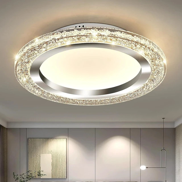 Main image of UOFUS 32W LED Flush Mount Ceiling Light Chrome 15.7inch Modern Round Ceiling Light Fixture 3000K-6000K Super Bright Circle Ceiling Lamp for Bedroom Kitchen Dining Room Entryway Hallway Foyer