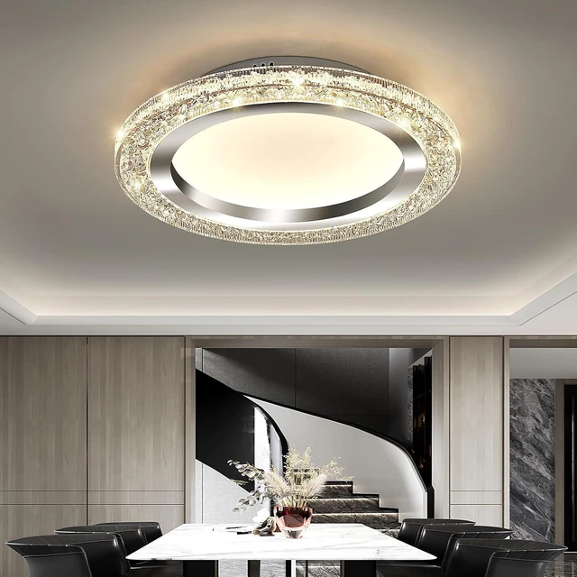 Alt view image 6 of 7 - UOFUS 32W LED Flush Mount Ceiling Light Chrome 15.7inch Modern Round Ceiling Light Fixture 3000K-6000K Super Bright Circle Ceiling Lamp for Bedroom Kitchen Dining Room Entryway Hallway Foyer