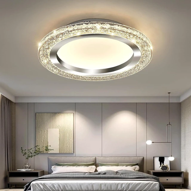 Alt view image 7 of 7 - UOFUS 32W LED Flush Mount Ceiling Light Chrome 15.7inch Modern Round Ceiling Light Fixture 3000K-6000K Super Bright Circle Ceiling Lamp for Bedroom Kitchen Dining Room Entryway Hallway Foyer