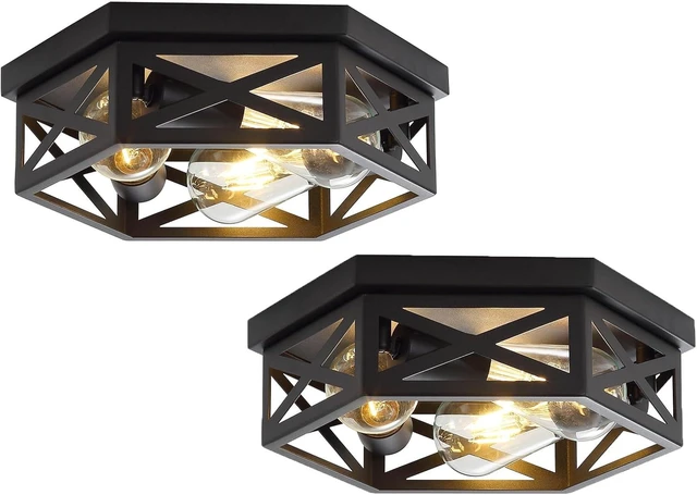Main image of 13 inch Black Flush Mount Ceiling Light Fixture,2 Pack