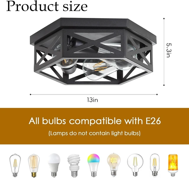 Alt view image 3 of 7 - 13 inch Black Flush Mount Ceiling Light Fixture,1 Pack