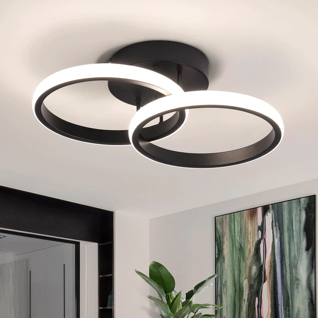 Main image of CANEOE Round Modern Led Ceiling Light Fixtures, 4500K Neutral Light Black Hallway Light Fixtures Ceiling, Bathroom Close to Ceiling Lights for Corridor Stair Aisle Lamps (Black, 1 Pack)