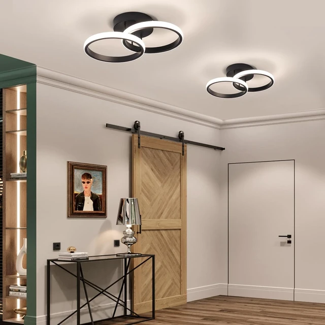 Alt view image 2 of 7 - CANEOE Round Modern Led Ceiling Light Fixtures, 4500K Neutral Light Black Hallway Light Fixtures Ceiling, Bathroom Close to Ceiling Lights for Corridor Stair Aisle Lamps (Black, 1 Pack)