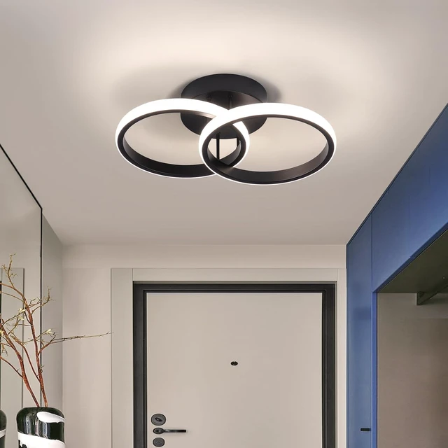 Alt view image 3 of 7 - CANEOE Round Modern Led Ceiling Light Fixtures, 4500K Neutral Light Black Hallway Light Fixtures Ceiling, Bathroom Close to Ceiling Lights for Corridor Stair Aisle Lamps (Black, 1 Pack)
