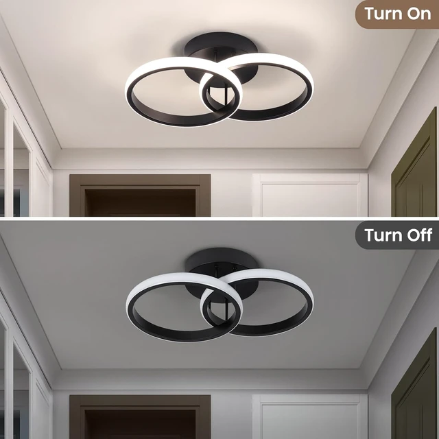 Alt view image 5 of 7 - CANEOE Round Modern Led Ceiling Light Fixtures, 4500K Neutral Light Black Hallway Light Fixtures Ceiling, Bathroom Close to Ceiling Lights for Corridor Stair Aisle Lamps (Black, 1 Pack)