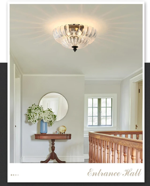 Alt view image 6 of 7 - ANYLOVE Modern 12Inch Clear Glass Flower Glass Semi Flush Mount Ceiling Light, 3 Light for Living Room Bedroom Hallway Entryway Foyer